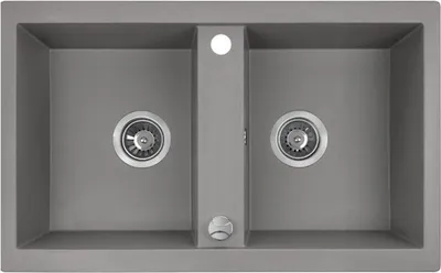 Produktbild von BADLAND Spülbecken Granitspüle Doppelbecken Barbados 48x78 Grau | Siphon im SET!