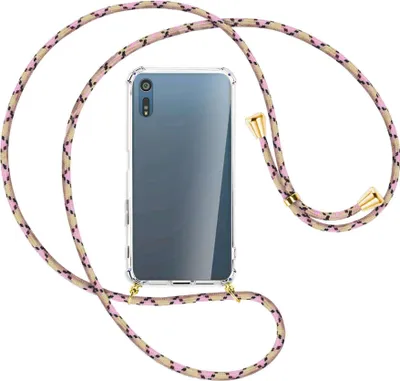 Produktbild von Handykette Backcover-Schutzhülle mit Band (Metall goldfarben) für Sony Xperia XZ, XZs - lila/rosa/blau