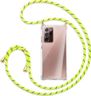 Produktbild von Handykette Backcover-Schutzhülle mit Band (Metall goldfarben) für Samsung Galaxy Note 20 Ultra - neongelb