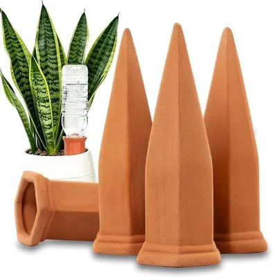 Produktbild von 4 Stück Bewässerungskegel aus Ton, Wasserspender für Pflanzen