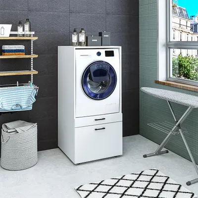 Image de Roomart SÉRIE 2 : meuble de rangement pour lave-linge, 67 cm de large, blanc