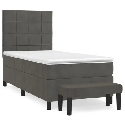 Produktbild von vidaXL Boxspringbett mit Matratze Dunkelgrau 90x190 cm Samt