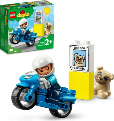 Produktbild von LEGO 10967 DUPLO Polizeimotorrad, Polizei-Spielzeug für Kleinkinder ab 2 Jahre, ideales Motorikspielzeug für Babys, Spielzeug-Motorrad für Mädchen und Jungen
