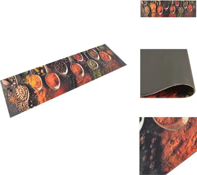 Produktbild von vidaXL Küchenteppich Waschbar Löffel & Gewürze 45x150 cm Samt -  Fußmatten