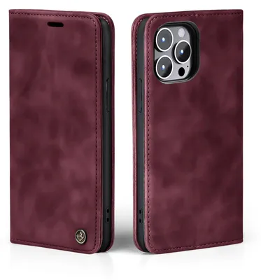 Produktbild von Handy Hülle für Apple iPhone 15 Pro Max Klapphülle Bookcase Flip Cover Handy Tasche Etui Farbe: Weinrot