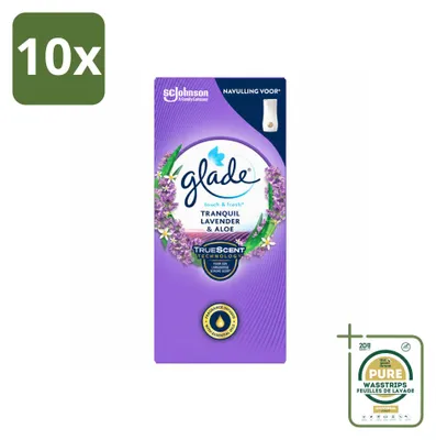 Immagine prodotto di 10 ricariche Glade Touch & Fresh – Lavanda e Aloe – 10 ml – Confezione risparmio – 10 pezzi