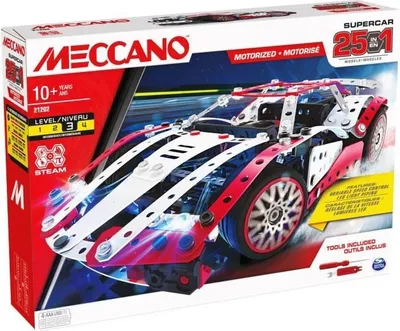Image de Supercar Meccano, 25 Modèles, 225 Pièces, Kit de Construction, APM20105