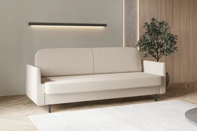 Produktbild von Sofa mit Schlaffunktion und Bettkasten, Polstersofa, Sofagarnitur Wohnlandschaft mit Bettfunktion, Couch für Wohnzimmer - Schlafsofa - POUCH - Beige - Aragon 03