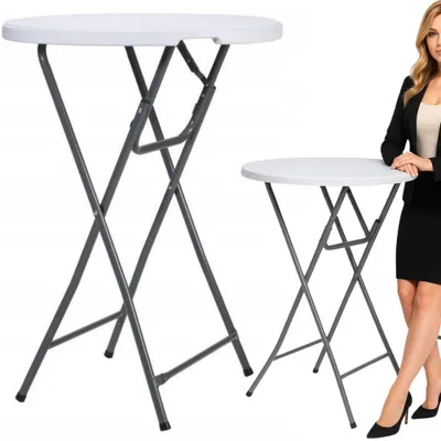 Produktbild von Gartentisch Cocktailtisch Cateringtisch Zusammenklappbar Rund Weiss Fi80Cm