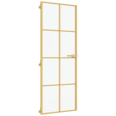 Produktbild von vidaXL Innentür Schlank Golden 76x201,5 cm Hartglas und Aluminium