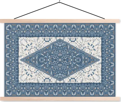 Produktbild von MuchoWow® Textilposter Teppich - Perserteppich - Blau 60x40 cm mit holzfarbenen Rahmen - Bilder
