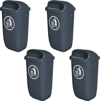 Produktbild von 4 Abfallbehälter/Papierkorb für den Außenbereich, 50 Liter, DIN 30713, anthrazit