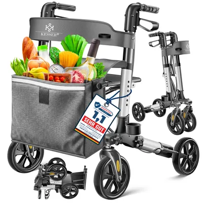 Produktbild von KESSER® Rollator Aluminium faltbar, höhenverstellbar & bis 136 kg belastbar