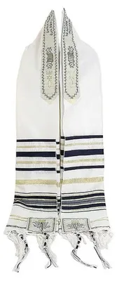 Produktbild von Gebetsschal Tallit Messianisch Christlich Schwarz 180x54cm Polyester