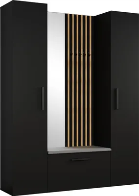 Produktbild von Masseno Garderobe-Set MODULO 160,6/204/40 cm Modern Garderobenschrank Schwarz