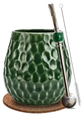 Zdjęcie produktu dla Zestaw Yerba Mate Szmaragdowe Matero + Bombilla - Zielony Kryształ