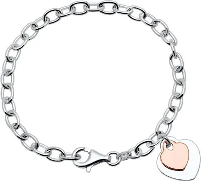 Produktbild von 925er Silber Armband Herzen bicolor