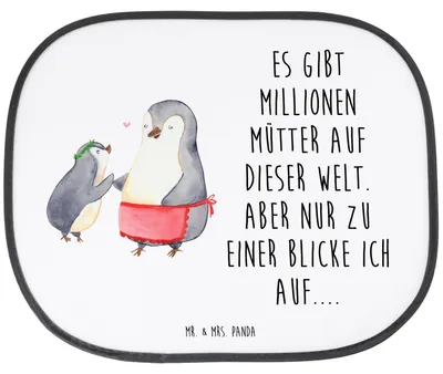 Produktbild von Mr. & Mrs. Panda Sonnenschutz Autoscheibe Pinguin mit Kind - Weiß - Geschenk, Mutter, Muttertag, Auto, Lieblingsmensch, scheibenschutz, für, blendschutz, Sonnenblende