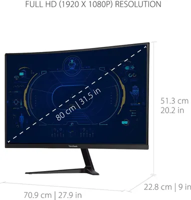 Obrázek produktu pro Viewsonic VX Series VX3218-PC-MHD, 80 cm (31.5"), 1920 x 1080 px, Full HD, LED, 1 ms, Černá