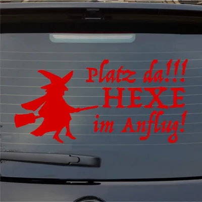 Produktbild von Heckscheibenaufkleber Platz da Hexe im Anflug 55x27 cm Rot Auto Aufkleber Sticker
