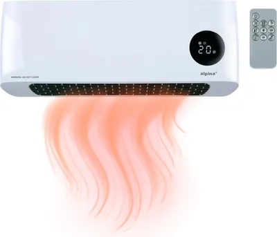 Produktbild von alpina Heizlüfter 1000-2000W – Wandventilator leise mit Timer – Elektrische Heizung mit PTC Keramik Heizstrahler und Fernbedienung – Verstellbare Heizstufen für Innenräume