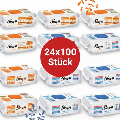 Produktbild von Sleepy Easy Clean Oberflächenreinigungstücher – 12x100 Orange + 12x100 Blau | Streifenfreie Fenster