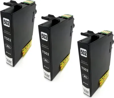 Produktbild von D&C 3er-Set Tintenpatronen Schwarz ersetzt Epson 502XL – Hohe Reichweite, Kompatibel mit Epson WorkForce/Expression