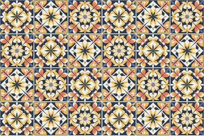 Produktbild von Fliesenaufkleber 15x15 cm – 24 Stück – Selbstklebend – Wasserfest – Pflegeleicht – Hitzebeständig – Für Küche & Bad – Gemustertes Retro-Mosaik