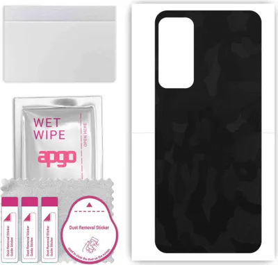 Produktbild von apgo Rückseite Schutzfolie, Skin, kompatibel mit Honor Play 5T Pro, Hinten Displayschutzfolie aus Vinylfolie, kratzfest, einfache Montage - Schwarzes Tarnmuster