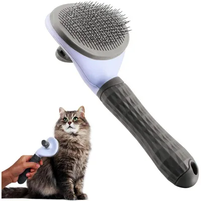 Immagine prodotto di Spazzola per gatti autopulente, ideale per pelo corto e lungo, colore grigio