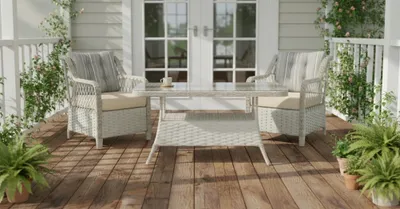 Immagine prodotto di Tavolo beige, stile moderno, struttura in metallo, piano in vetro, rettangolare