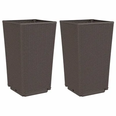 Produktbild von vidaXL Pflanzkübel 2 Stk. Braun 32,5x32,5x57 cm PP