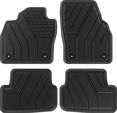 Produktbild von J&J AUTOMOTIVE | EKO Gummimatten Gummifußmatten Für Audi A1 2 ab 2018, Schwarz, Anti-Rutsch, Ohne Geruch, mit Tunnel, Allwetter, Rand 3cm, Set 4-Teilig, mit Befestigungen