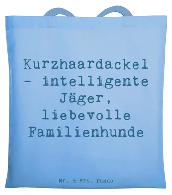 Produktbild von Mr. & Mrs. Panda Tote Bag Spruch Kurzhaardackel Liebe - Sky Blue - Geschenk, liebevolle Begleiter, dokumententasche, Laptoptasche, Hunderassen Beschreibung, Vielfalt