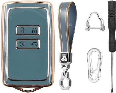 Image de Étui de protection pour clé de voiture en TPU – Résistant à l'eau – Protection contre les rayures – Compatible avec les modèles Captur, Clio, Kadjar, Zoé, Mégane et Dacia – Porte-clés