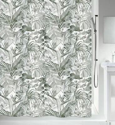 Immagine prodotto di Tenda da doccia spirella Tropic Textil 180 x 200 cm verde scuro