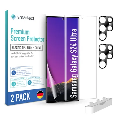 Produktbild von 2x TPU Schutzfolie Klar für Samsung Galaxy S24 Ultra 2x Kameraschutz Panzerfolie