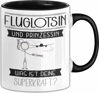 Produktbild von Fluglotsin Und Prinzessin Tasse Geschenk Für Eine Fluglotsin Geburtstag Was Ist Deine Superkraft (Schwarz)