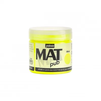 Produktbild von Pébéo Mat Pub Acrylfarbe, 140 ml,  Fluoreszierendes Gelb
