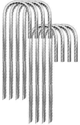 Produktbild von Zeltheringe Erdnägel Bodenanker - 30 cm - Verzinkter Stahl - Set mit 8 Stück - Für Zelte und Pavillons