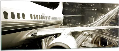 Produktbild von Bilder auf glas - Flugzeug Straßen Stadt - 140x50cm - Glasbilder - Wandbilder - Kunstdruck - zum Aufhängen bereit - Wanddekoration aus Glas - Glas Bilder - Wandbild auf Glas - GAB140x50-0180