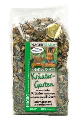 Produktbild von HUGRO NT Kräutergarten 150 g | Ergänzungsfuttermittel für Nager und Kaninchen | Kräuter- und Blättermix getrocknet | Snack