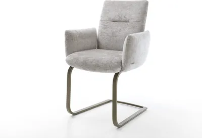 Produktbild von DELIFE Freischwinger Jova-Flex mit Armlehnen Chenille Silbergrau Freischwinger flach Effektfinish Titan Taschenfederkern
