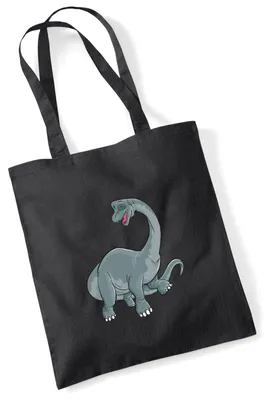 Produktbild von Huuraa Jutebeutel Brachiosaurus Dinosaurier 10 Liter Black Baumwolle Tasche Geschenkidee