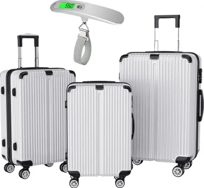 Image de Set de bagages, serrure TSA, roues spinner 360°, argenté