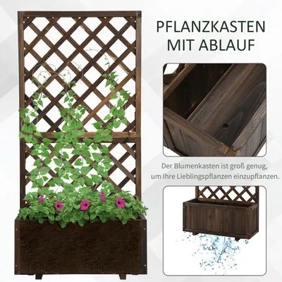 Zdjęcie produktu dla Podwyższona Grządka Z Drewnianą Skrzynką Na Kwiaty W Kratce, 72,5 X 31,5 X 149,5 Cm, Do Pnączy I Róż