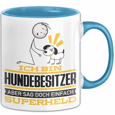 Produktbild von Hundebesitzer Geschenk Tasse Ich Bin Hundebesitzer Aber Sag Doch Einfach Superheld Lustige Geschenkdiee für Hundebesitzer Kaffee-Becher (Blau)
