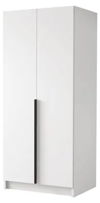 Produktbild von MIRJAN24 Kleiderschrank Bono I, Schlafzimmer, Drehtürenschrank, mit Kleiderstange, Modern, Garderobenschrank, Metallgriffe (Farbe: Weiß / Weiß + Schwarz)