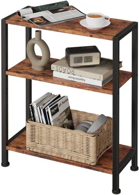 Image de Ibenzoa® : Table d'appoint fine de 18 cm – Panneau de particules et fer laqué, structure en trois couches avec connexion carrée, patins réglables