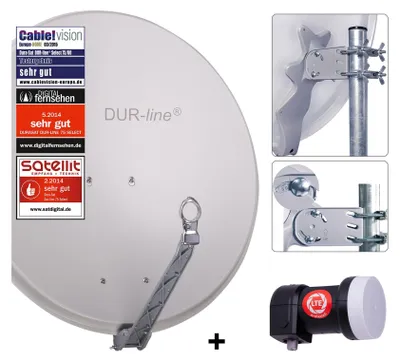 Produktbild von DUR-line Select 75/80cm Komplettanlage hellgrau + Single LNB